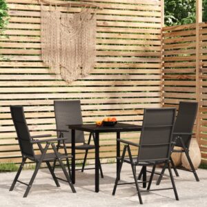 5 Piece Garden Dining Set Black