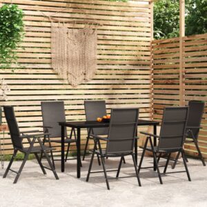 7 Piece Garden Dining Set Black