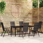 7 Piece Garden Dining Set Black