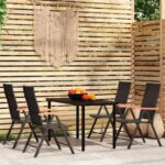 5 Piece Garden Dining Set Black