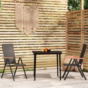 3 Piece Garden Dining Set Black