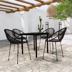 5 Piece Garden Dining Set Black