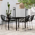 5 Piece Garden Dining Set Black