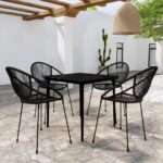 5 Piece Garden Dining Set Black