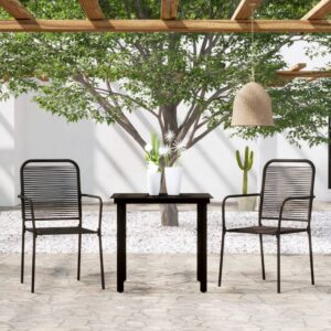 3 Piece Garden Dining Set Black