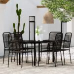 7 Piece Garden Dining Set Black