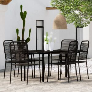 7 Piece Garden Dining Set Black