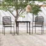 3 Piece Garden Dining Set Black