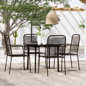 5 Piece Garden Dining Set Black