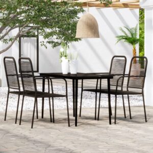 5 Piece Garden Dining Set Black