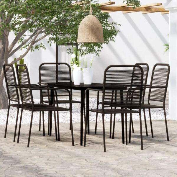 7 Piece Garden Dining Set Black