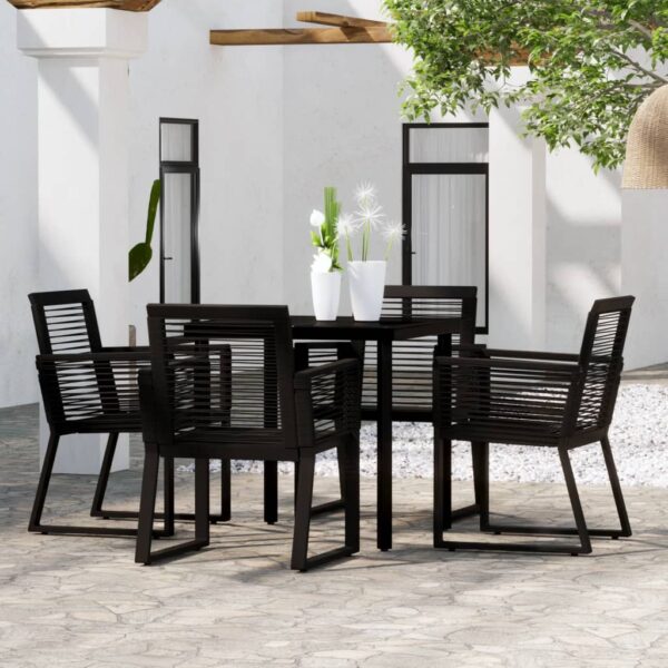 5 Piece Garden Dining Set Black