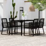 5 Piece Garden Dining Set Black