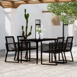 5 Piece Garden Dining Set Black