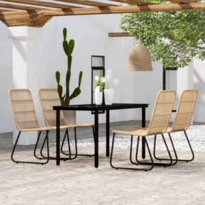 5 Piece Garden Dining Set Oak