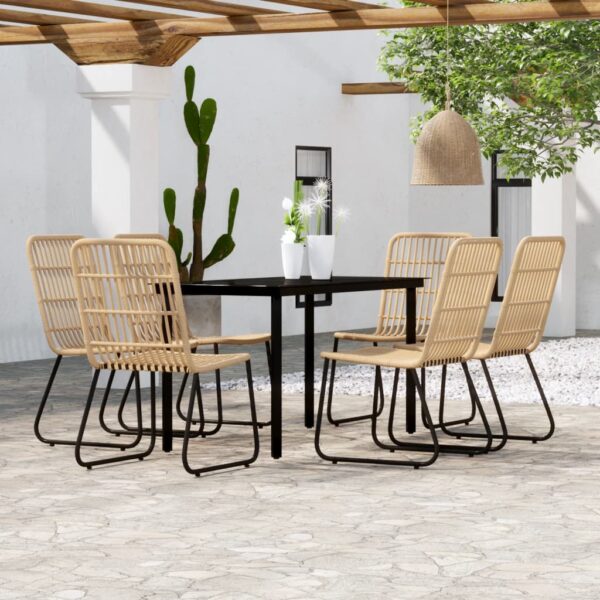 7 Piece Garden Dining Set Oak