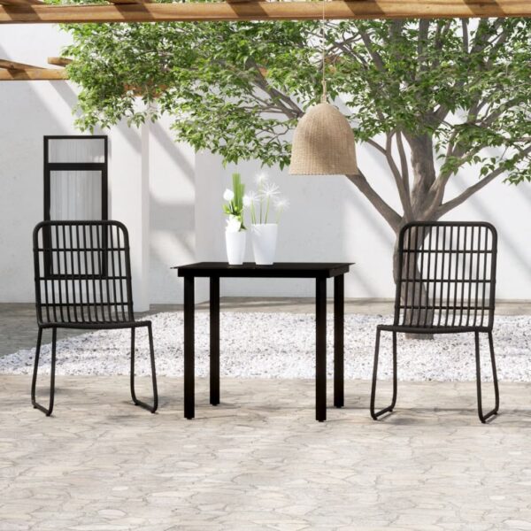 Outdoor Elegance PE Rattan Garden Patio Dining Set Black Glass Tabletop