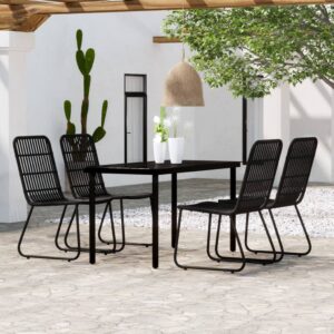 5 Piece Garden Dining Set Black