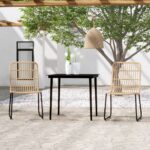 3 Piece Garden Dining Set Oak