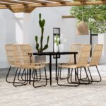 7 Piece Garden Dining Set Oak