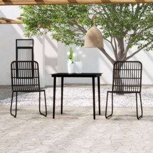 3 Piece Garden Dining Set Black