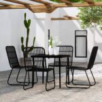 5 Piece Garden Dining Set Black