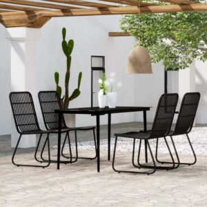 5 Piece Garden Dining Set Black