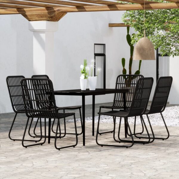 7 Piece Garden Dining Set Black