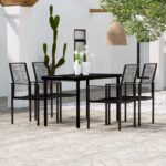 5 Piece Garden Dining Set Black