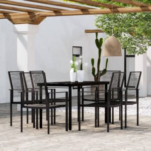 7 Piece Garden Dining Set Black