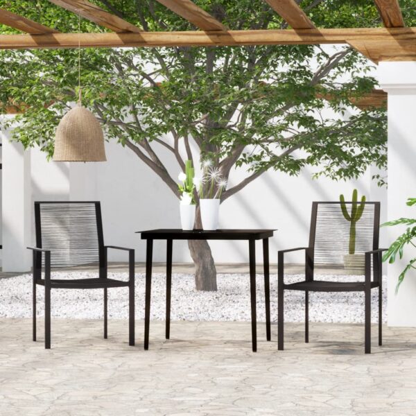 3 Piece Garden Dining Set Black