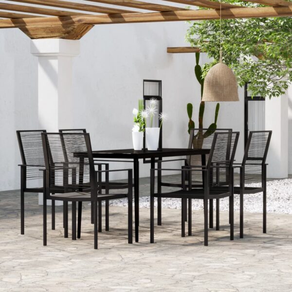 7 Piece Garden Dining Set Black