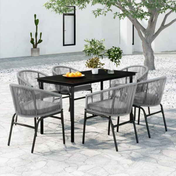 7 Piece Garden Dining Set Grey