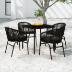 5 Piece Garden Dining Set Black