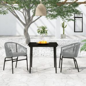 3 Piece Garden Dining Set Anthracite