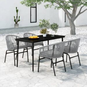 5 Piece Garden Dining Set Grey