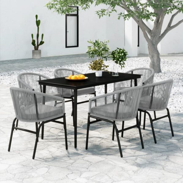 7 Piece Garden Dining Set Grey