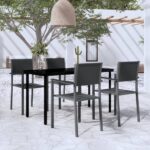 Outdoor Garden Patio Furniture Set Rattan Design Dining Chairs Glass Table