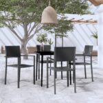 5 Piece Garden Dining Set Black