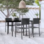 5 Piece Garden Dining Set Black