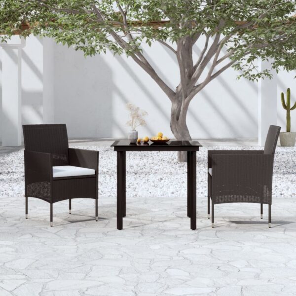 Outdoor Rattan Garden Dining Set with Cushions Glass Tabletop Patio Furniture