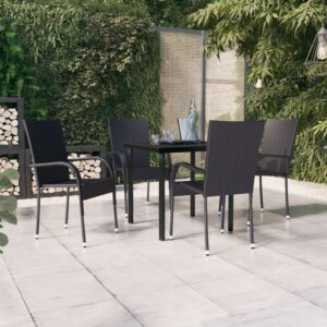 5 Piece Outdoor Dining Set Black