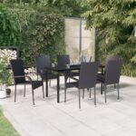 7 Piece Outdoor Dining Set Black