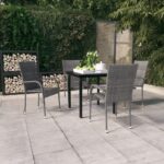 5 Piece Garden Dining Set Grey and Black