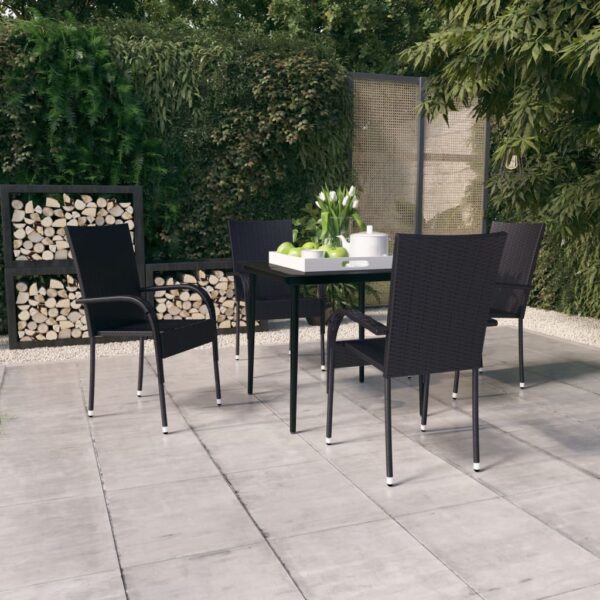 5 Piece Garden Dining Set Black