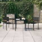 3 Piece Garden Dining Set Black