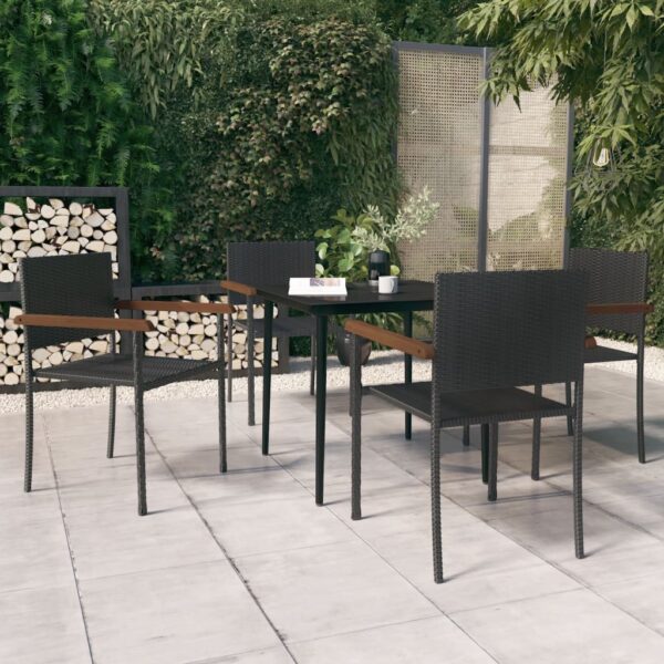 5 Piece Garden Dining Set Black