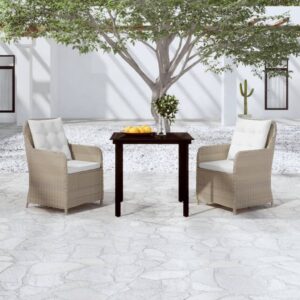 3 Piece Garden Dining Set Brown