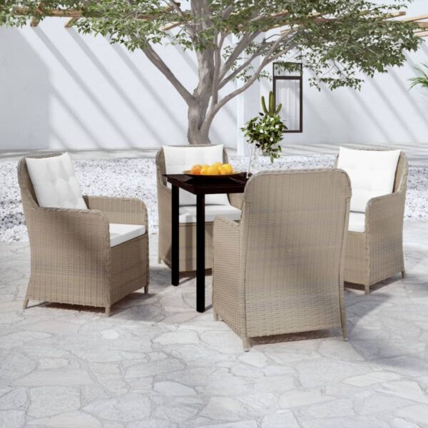 5 Piece Garden Dining Set Brown