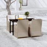 5 Piece Garden Dining Set Brown